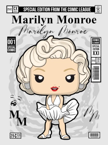 Marilyn Monroe Cartoon Character Magazine Cover Design Template