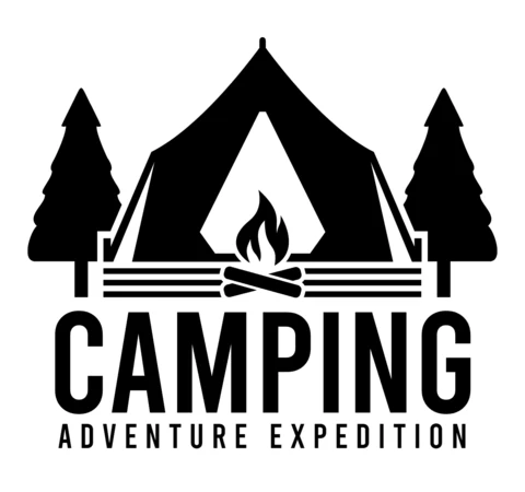Modèle de logo pour le camping, l'aventure et l'expédition