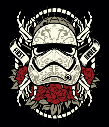 Modèle de t-shirt "storm trooper" avec tête de mort en sucre de Star Wars