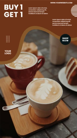 Modelo de design de postagem de história do Instagram de venda de café compre 1 e leve 1