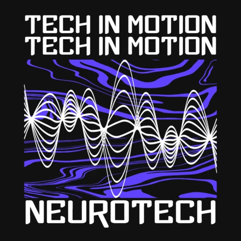 Tecnología en movimiento, tipografía neurotecnológica con diseño de camiseta de forma de onda.