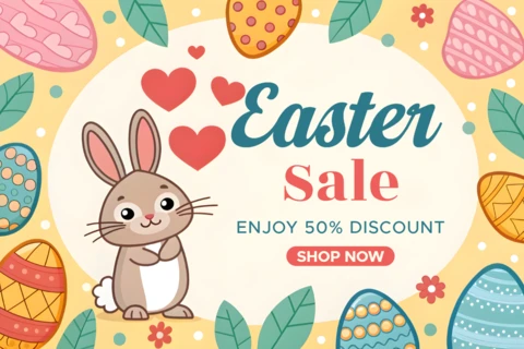 Diseño de plantilla de venta de Pascua caprichosa para promociones infantiles
