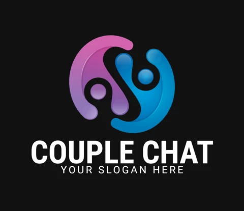 Modèle de conception de logo de chat de couple