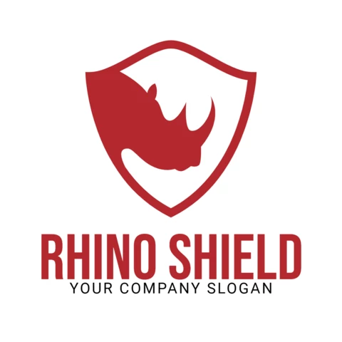 Rhinoceros Shield Animal Logo Design Template
