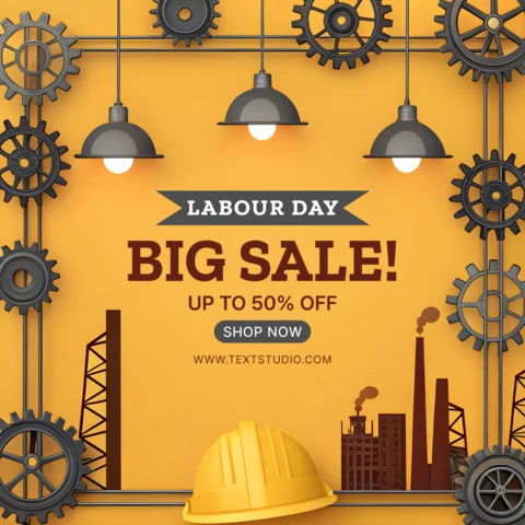 **"Industrial Style Labour Day Sale Template – Editable Design for Promotions"**