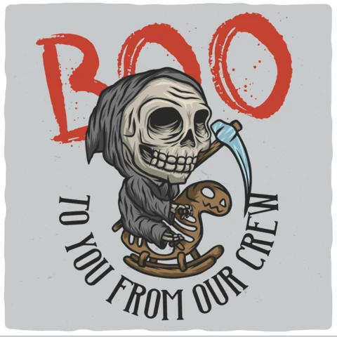 Little Death On Toy Horse T-shirt Design Template