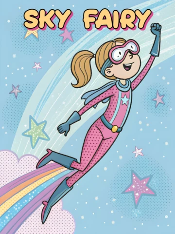 Sky Fairy Cartoon Design Template for Kids' Apparel