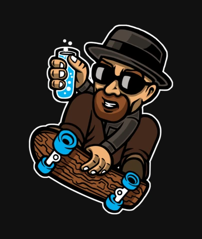 Skateboarding Heisenberg Popkultur T-Shirt Design Vorlage