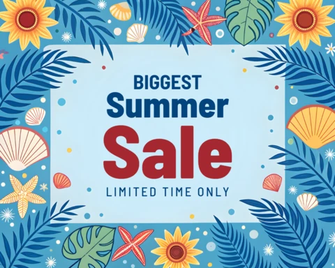Vibrant Summer Sale Design Template with Tropical Floral Elements