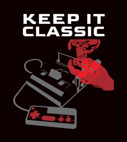 Keep it classic gaming typography plantilla de diseño de camiseta