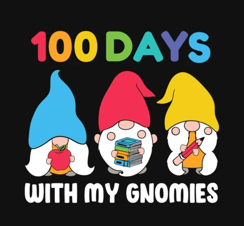 100th Day Of School Gnomies T-Shirt Design Template