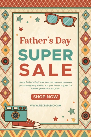 Retro Father's Day Sale Template Design with Fun Graphics