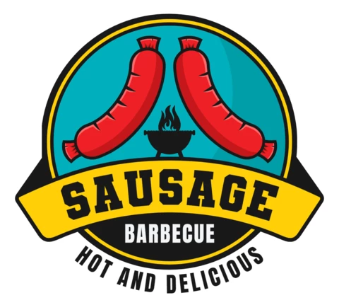 Modello di logo per salsiccia di carne naturale