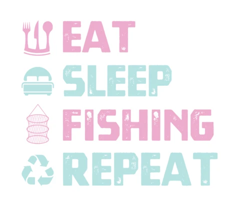 ヴィンテージスタイルのeat sleep fishing repeatデザインテンプレート