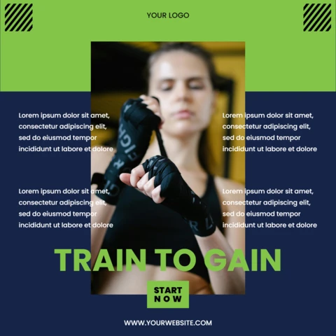 Train To Gain Gym Minimal Instagram Post Design Template