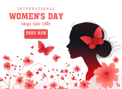 International Women's Day Digital Marketing Template with Minimalist Silhouette Design