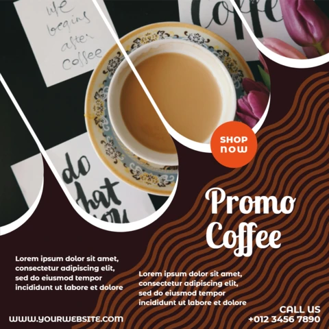 Coffee Shop Promotional Social Media Post Design Template