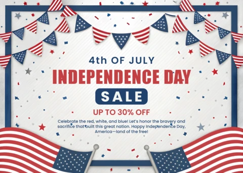 Template de design para venda do dia da independência com banners e bandeiras americanas