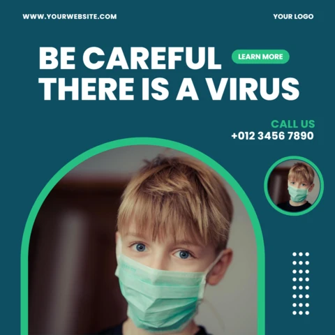 Coronavirus Awareness Medical Instagram Post Design Template