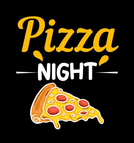 Modello di maglietta per la serata della pizza