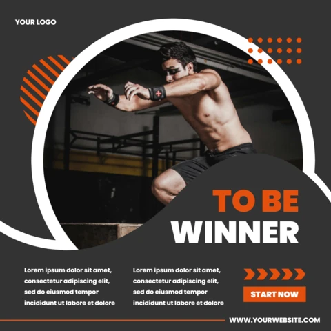 Crossfit ganador gimnasio promocional medios de comunicación social plantilla de diseño de post