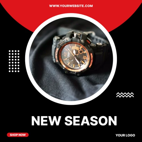 Plantilla de diseño de publicaciones en redes sociales para tiendas de relojes