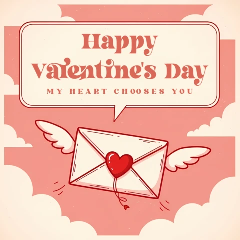 Plantilla de tarjeta de saludo para el Día de San Valentín con diseño de carta de amor vintage caprichosa.