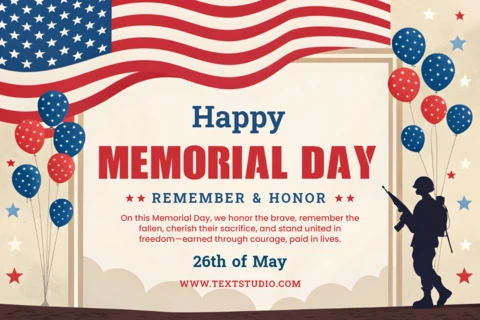 Patriotic Memorial Day Celebration Template - Editable Design with Vintage Style