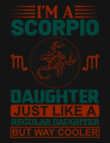 Modelo de design de camiseta com o signo do zodíaco "Sou filha de escorpião