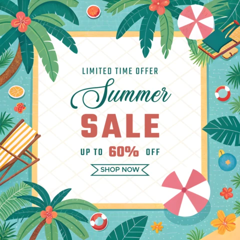 Plantilla de diseño vibrante para ventas de verano para campañas promocionales
