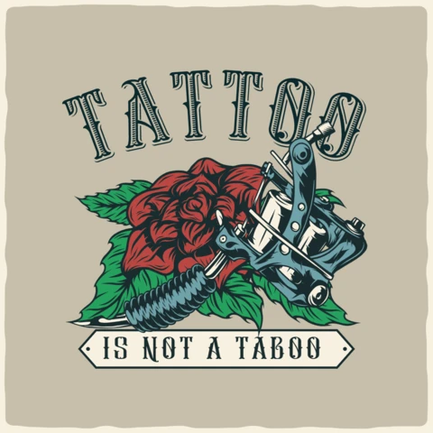 Rose with Tattoo Machine T-shirt Design Template