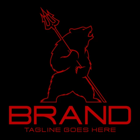 Bear And Trident Logo Design Template