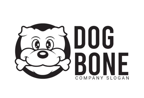 Modelo de design de logotipo de osso de cachorro fofo