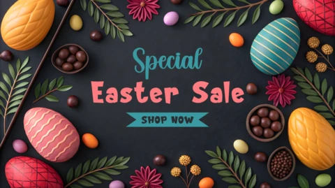Colorful Easter Sale Design Template with Festive Elements