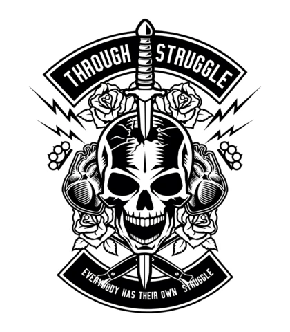 A través de la lucha cráneo plantilla de diseño de la camiseta