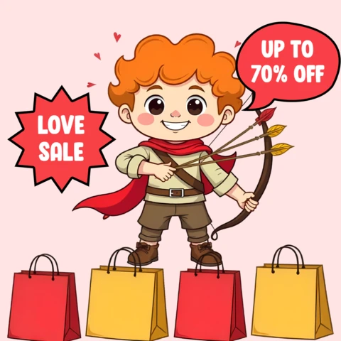 Valentine's Day Sale Design Template - Up to 70% Off!
