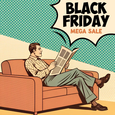 Retro Pop Art Black Friday Sale Template for Promotional Flyers