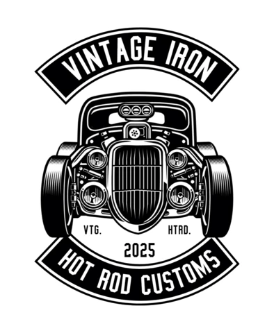 Modelo de design de camiseta de carro hot rod de ferro vintage