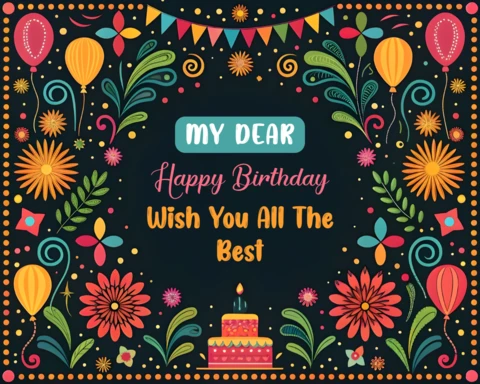 Modèle de carte de vœux d'anniversaire floral vibrant