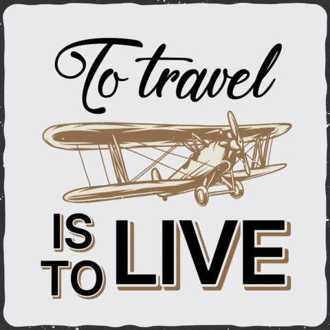 Modèle de t-shirt aviateur "Travelling is living" (voyager c'est vivre)