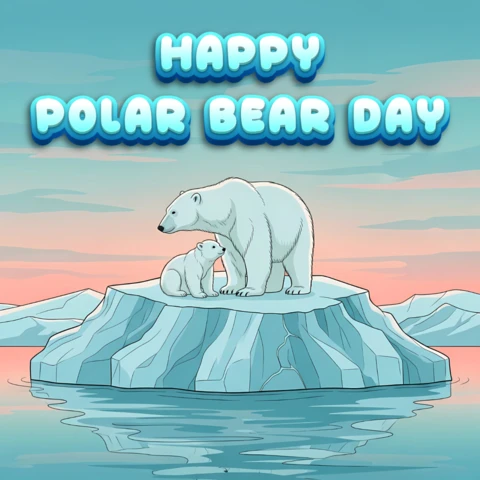 Polar Bear Day Celebration Design Template for Greeting Cards