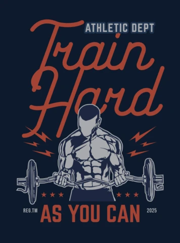 Train Hard Bodybuilder T-shirt Design Template