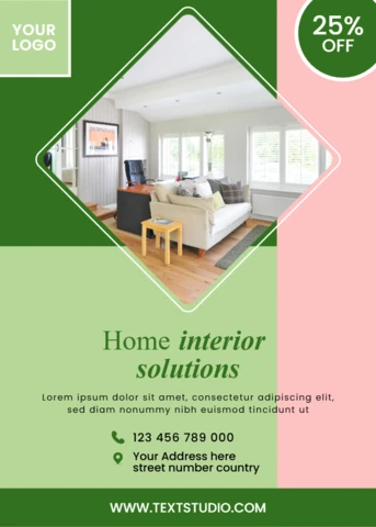 Plantilla de diseño interior moderno para folleto de soluciones para el hogar