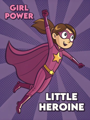 Modèle de design de super-héroïne Girl Power pour vêtements d'enfants