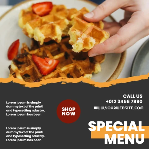 Nowoczesny, teksturowany szablon posta na Instagramie dla restauracji