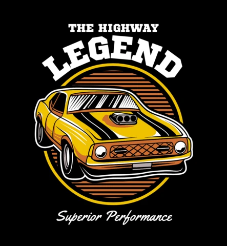 Le modèle de design de vêtements de performance supérieure de la légende de l'autoroute et de maîtrise des voitures de muscle classiques.