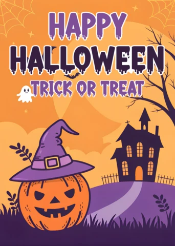 Modelo de design de Halloween assustador com abóbora e bruxa para convites de festa