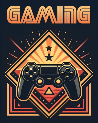 Retro Gaming Controller Design Template for T-Shirt