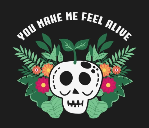 Cute Skull And Flowers Gardening T-shirt Template