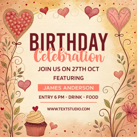 Whimsical Floral Birthday Celebration Template Design